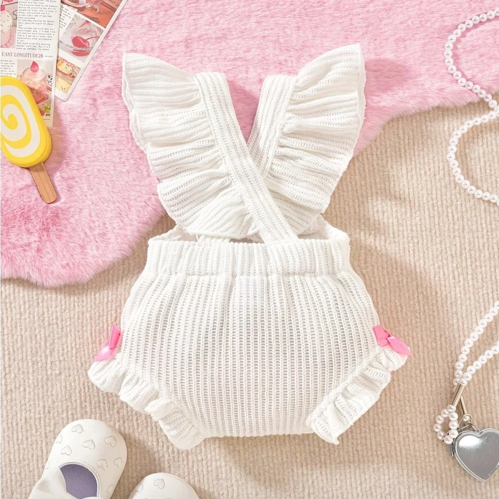 Birthday Ice Cream Bubble Adorable White Baby Romper with Pink Accents 12-18 mo